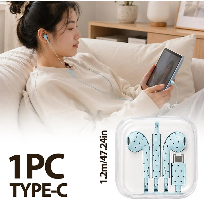Wired Earphone Mic - Auriculares intrauditivos con diseño de puntos