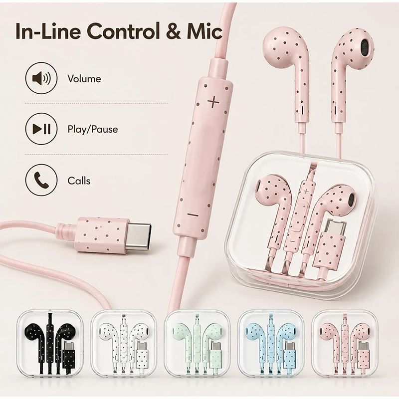 Auriculares Tipo C con Patrón  - Wired Earphone Mic reseña y precio